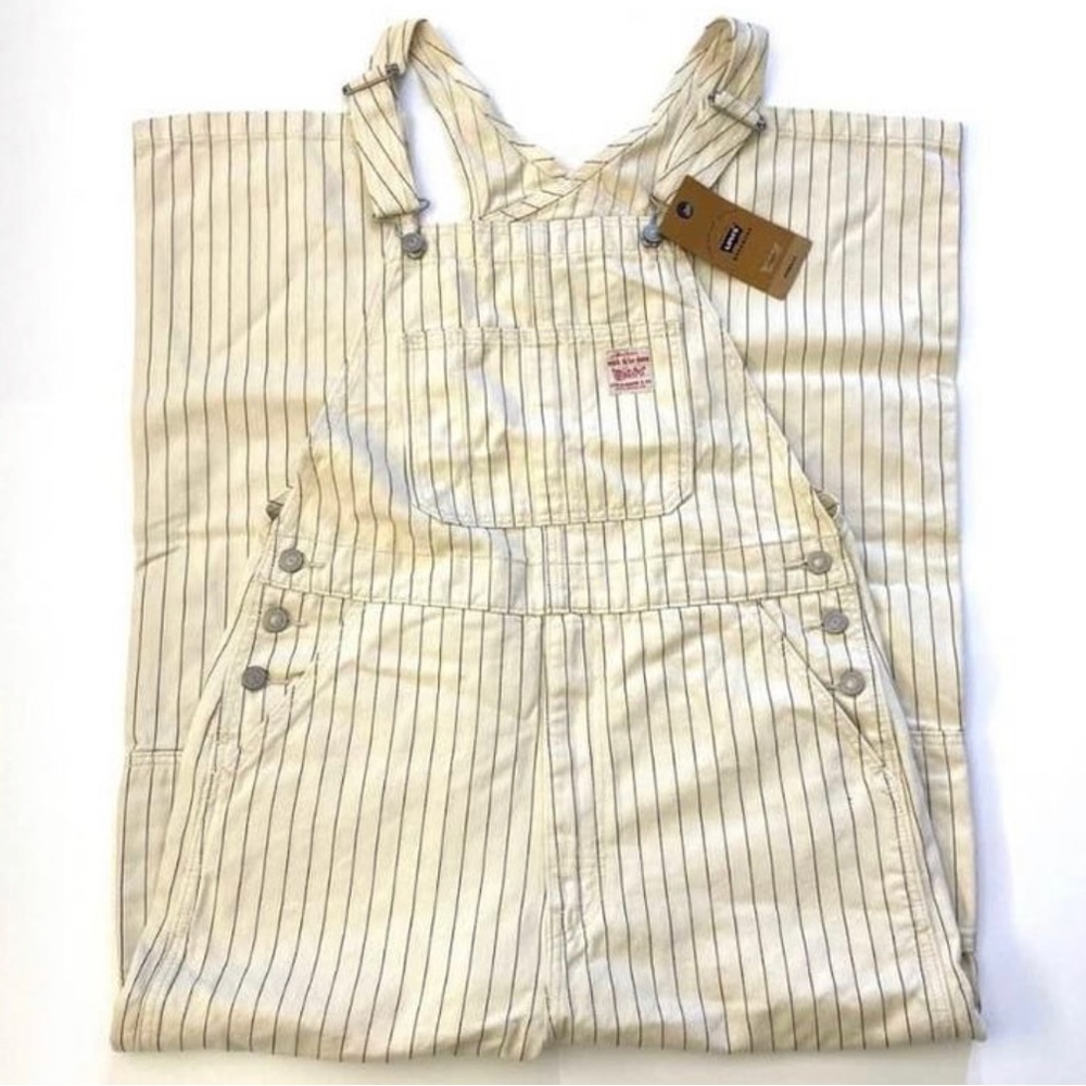 Levi’s Overalls Workwear Relaxed Off White Blue Stripes 791070013 Men’s